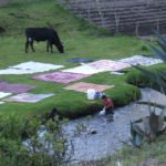 Wäschewaschen im Fluss bei Peguche, Otavalo